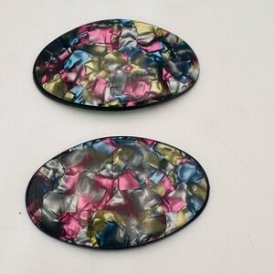 Vintage French Lucite Shoe Clips: Pearlescent Mod Fashion, 60s 70s Glamour